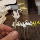 Vintage Set 22 Hand Blown Glass Assorted Birds Cocktail Stirrers Swizzle Sticks