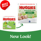 Natural Care Sensitive Baby Wipes  Unscented  Hypoallergenic  6 Flip-top Packs  