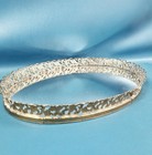 Vtg Hollywood Regency Oval Silver Plate Filigree Mirror Vanity Tray 13 1 2 