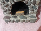 Vintage 1976 Signed Handmade Doll House Stone Rock Fireplace  Wooden Mantel Logs