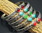 Moonstone   Mix Gemstone Cuff Bangles Wholsaale Lot 925 Sterling Silver Plated