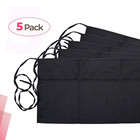 5pk Waist Aprons Waiter Waitress W  3 Pockets Extra Long Ties Bistro Restaurant