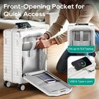 20 Inch Carry On Luggage With Front Pocket  Pc Hardshell Carry-on Suitcase Wi   