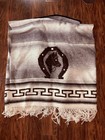 Vintage Hand Woven Mexican Poncho Serape Blanket Heavy Wool Blend Boho Southwest