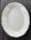  2  Vintage Buffalo China Oval Platters Green Stripes Restaurant Ware 7x9 1 2   