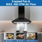 24  Black Stainless Steel Range Hood Sndoas 450cfm 5layer Filter Dishwasher Safe