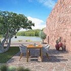 Amazonia Craux 5-piece Outdoor Dining Set   Teak Finish   Grey Chairs