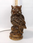 Vintage 11  Mcm Ceramic Owl Table Lamp Night Light Glowing Eyes Works 