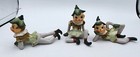 Vintage Japan Pixies Elf Lot Of 3 Ceramic Pixie Whimsical Kitsch Set Christmas 