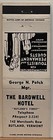The Bardwell Hotel Rutland Vt Vermont Vintage Matchbook Cover