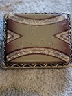 Half Of Art Deco Germany Belt Buckle Gold Enamel Brass Geometric 1930s