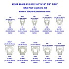 360 Pcs  2 To 7 16 Inch Sae Flat Washer Assortment 304 Stainless Steel 188