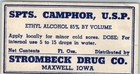 C1910s Maxwell  Ia Pharmacy Paper Label Camphor Alcohol Strombeck Drug Rexall C6
