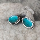 Turquoise Stud Earrings Sterling Silver  Navajo Turquoise Stud Earrings