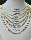 14k Solid Gold Men s Women s Necklace Curb Cuban Link Chain 16  - 30  1 5 -5 5mm