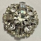 15 Antique   Vintage Metal Faceted Crystal Rhinestone Jeweled Buttons Lg 1800s