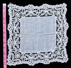 Antique Lace Handkerchief Bridal Wedding Bobbin Lace French Belgium