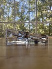 Vintage Heavy Clear Crystal Glass Tobacco Pipe Rest Holder   Cigar Ashtray Mcm