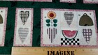 Vintage Calico Green Pink Sunflower Heart Plaid Cheater Quilt Block Doll Fabric