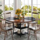 Roesler 47 25 In  Black Brown Round Wood Dining Table With Storage Shelf seats 4