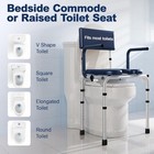 Drop Arm Bedside Commode W  Bucket Padded Seat Back 400lb Adjustable