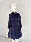 Geoffrey Beene 1960s Size Xs Vintage Navy Pleated Wool Babydoll Mini Dress As Is
