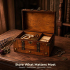 Wooden Treasure Chest Box With Removable Tray   Locking Latch  11x7 1x5 5   Anti