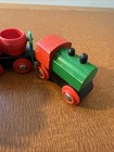 4 Pc Vintage Brio Wooden Classic Engine Train Set Toy Green And Red Series