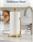 Paper Towel Dispenser Standing Weighted Base Non Slip  Spring Arm  Gold