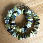 Handmade Anklet Natural Yellow Turquoise Serpentine Gemstone Chips 9 5  Long