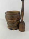 Large Antique Wooden Mortar And Pestle Primitive
