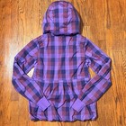 Vintage Lululemon Women   s Downtime Jacket  Purple Pink Plaid Stripe  Size 8