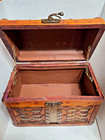 Vintage Wicker   Brass Weaved  Wood Trunk Treasure Chest 
