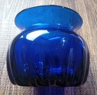 Vintage Heavy Cobalt Blue Swirl Vase 4 3 4 x4 5  Euc