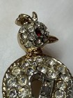 Vintage Weiss Rhinestone Figural Bird Brooch clear Crystals   Red Eye 1940s-50s