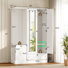Armoire Wardrobe Closet With Mirror  Bedroom Armoires With 2 Doors  1 Drawers An