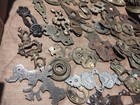 Huge Lot Of Antique Pressed   Cast Brass Ornate Furniture Keyhole Escutcheons 