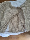 Custom Designer Vines Tan Gold Fabric Pleated Queen Bed Skirt Dust Ruffle Euc