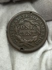 1848 Philadelphia Mint Copper Braided Hair Large Cent Better Details Holed N131