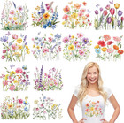 12 Sheets Watercolor Flower Iron On Transfers For T-shirts  Spring Dtf Transf   
