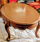 Antique Oval Solid Wood Coffee Table - Vintage Short Design  Unique Patina