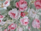 Perfect For Spring Vintage Cotton Fabric Pink Roses On Grass Green Never Used