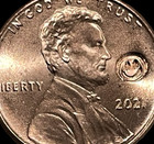 2021 Hippie Smiley Face Lincoln 1c Counter Stamp Imprint Lucky Charm Pocket Coin