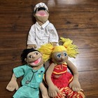 Melissa   Doug 3 Plush Puppets No Sticks Includes Chef  Doctor  Cheerleader Lot