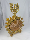 Perfume Bottle Hollywood Regency  Gold Gilt Filigree Ormolu Beveled Amber Glass