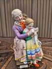 Antique German Rare Hidden Porcelain Inwkell Grandmother Child Statue Rare 19thc