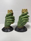 Vintage 1990s Halloween Zombie Monster Hand Candle Holder Teleflora X2