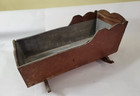 Antique Primitive Wooden Baby Doll Crib W metal Liner - Preowned
