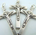 Silver Tone Saint St Benedict Cross Crucifix For Rosary  Lot Of 3  1 1 2 Inch