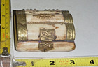 Antique Small Camel Bone Jewelry trinket Box -brass Accents -hinged  Lined 2   l